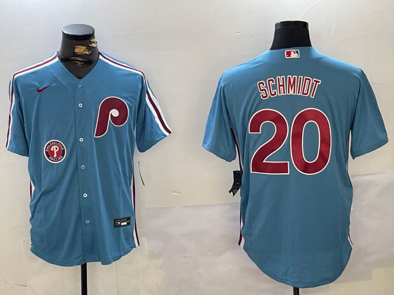 Men Philadelphia Phillies #20 Schmiot Blue Throwback Game 2024 Nike MLB Jersey style 4->philadelphia phillies->MLB Jersey
